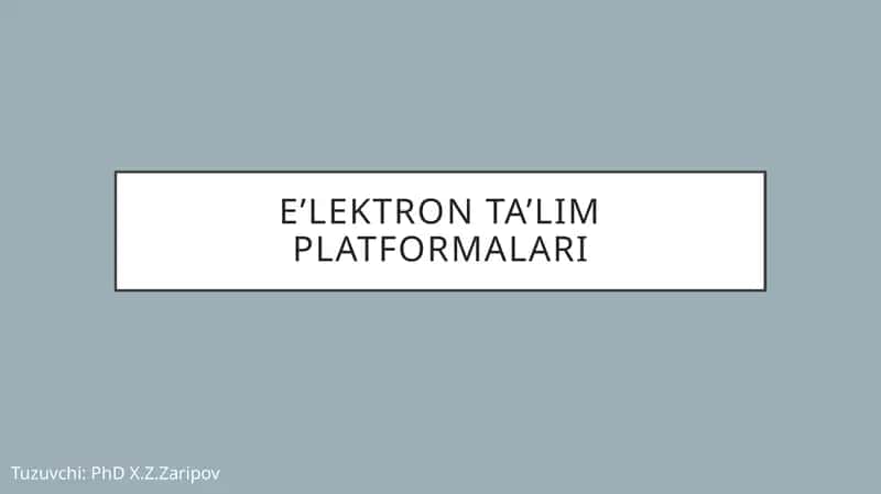Elektron ta'lim platformalari