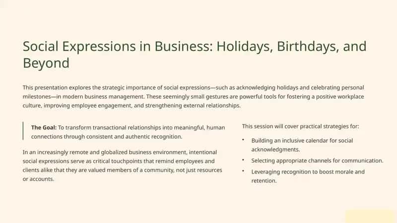 Social Expressions in Business: Holidays, Birthdays, and Beyond