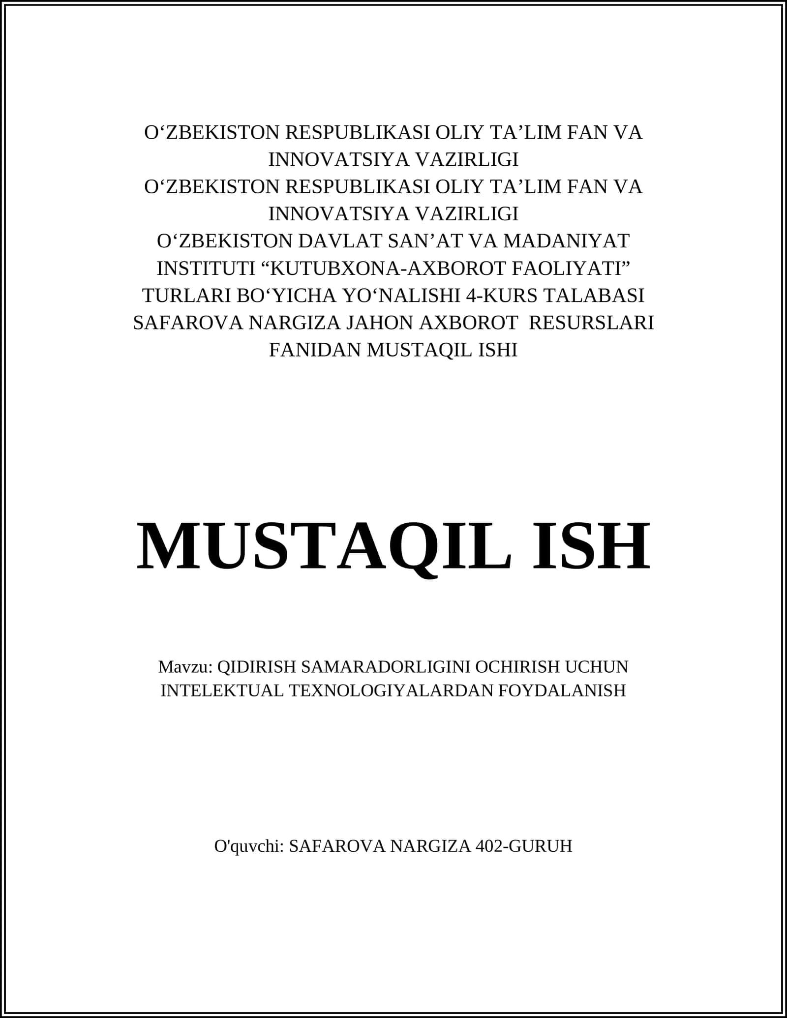 Qidiruv algoritmlarining optimallashtirilishi