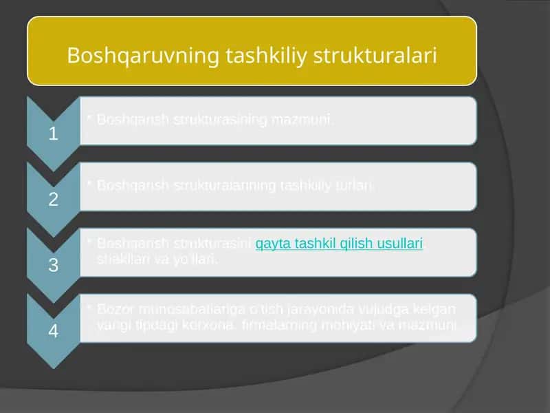 Boshqaruvning tashkiliy strukturalari