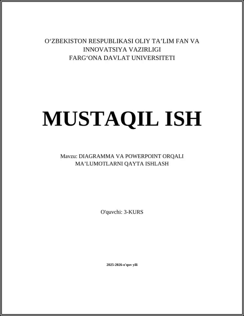 DIAGRAMMA VA POWERPOINT ORQALI MAʼLUMOTLARNI QAYTA ISHLASH