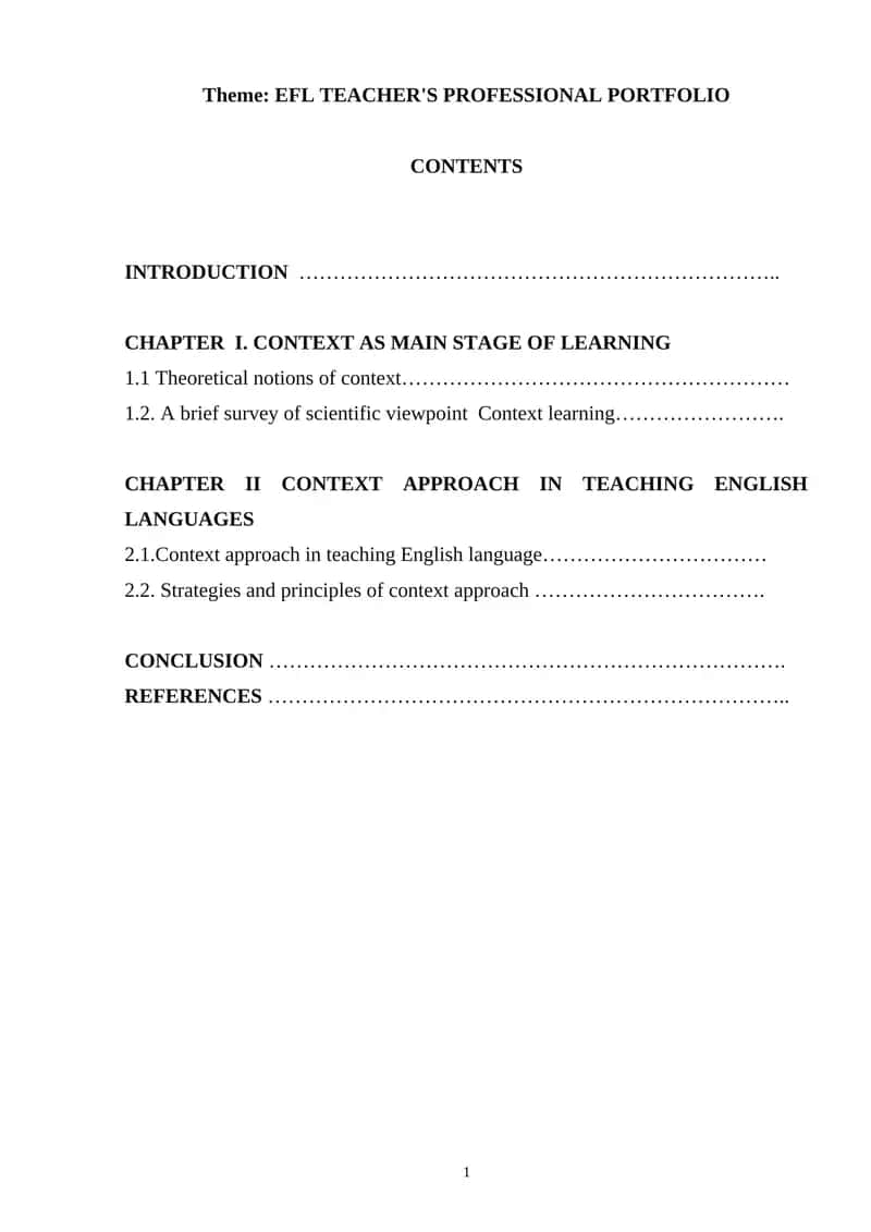 EFL TEACHER'S PROFESSIONAL PORTFOLIO
