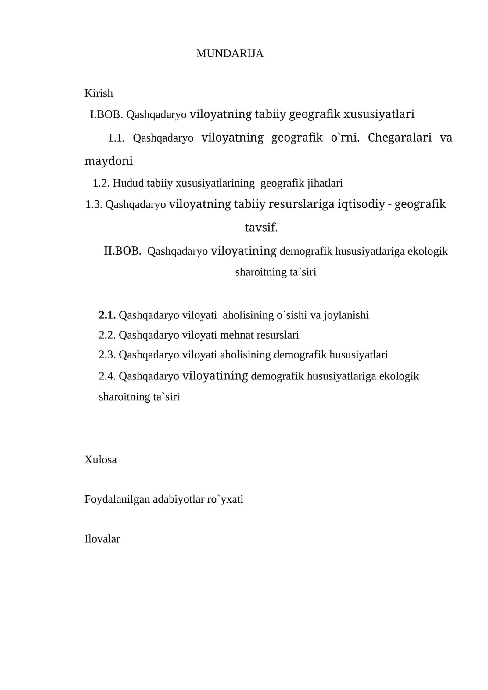 Qashqadaryo viloyatining tabiiy geografik xususiyatlari va demografik hususiyatlariga ekologik sharoitning ta'siri