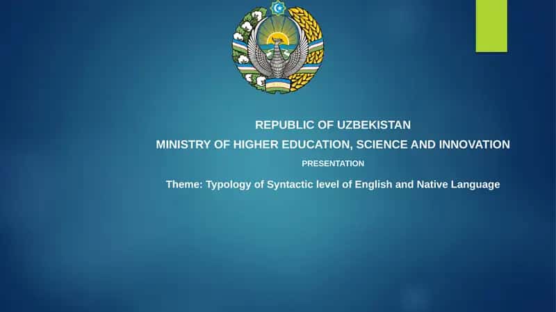 Typology of Syntactic level of English and Native Language