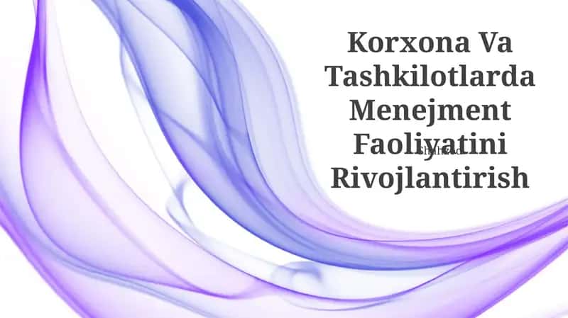 Korxona Va Tashkilotlarda Menejment Faoliyatini Rivojlantirish