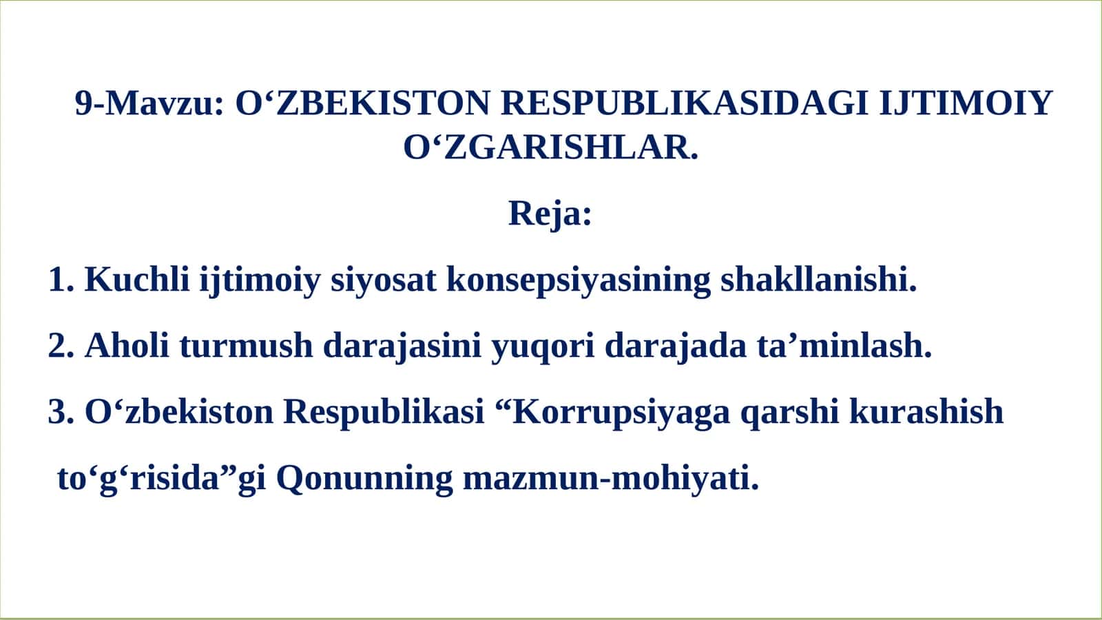 O‘ZBEKISTON RESPUBLIKАSIDАGI IJTIMOIY O‘ZGАRISHLАR