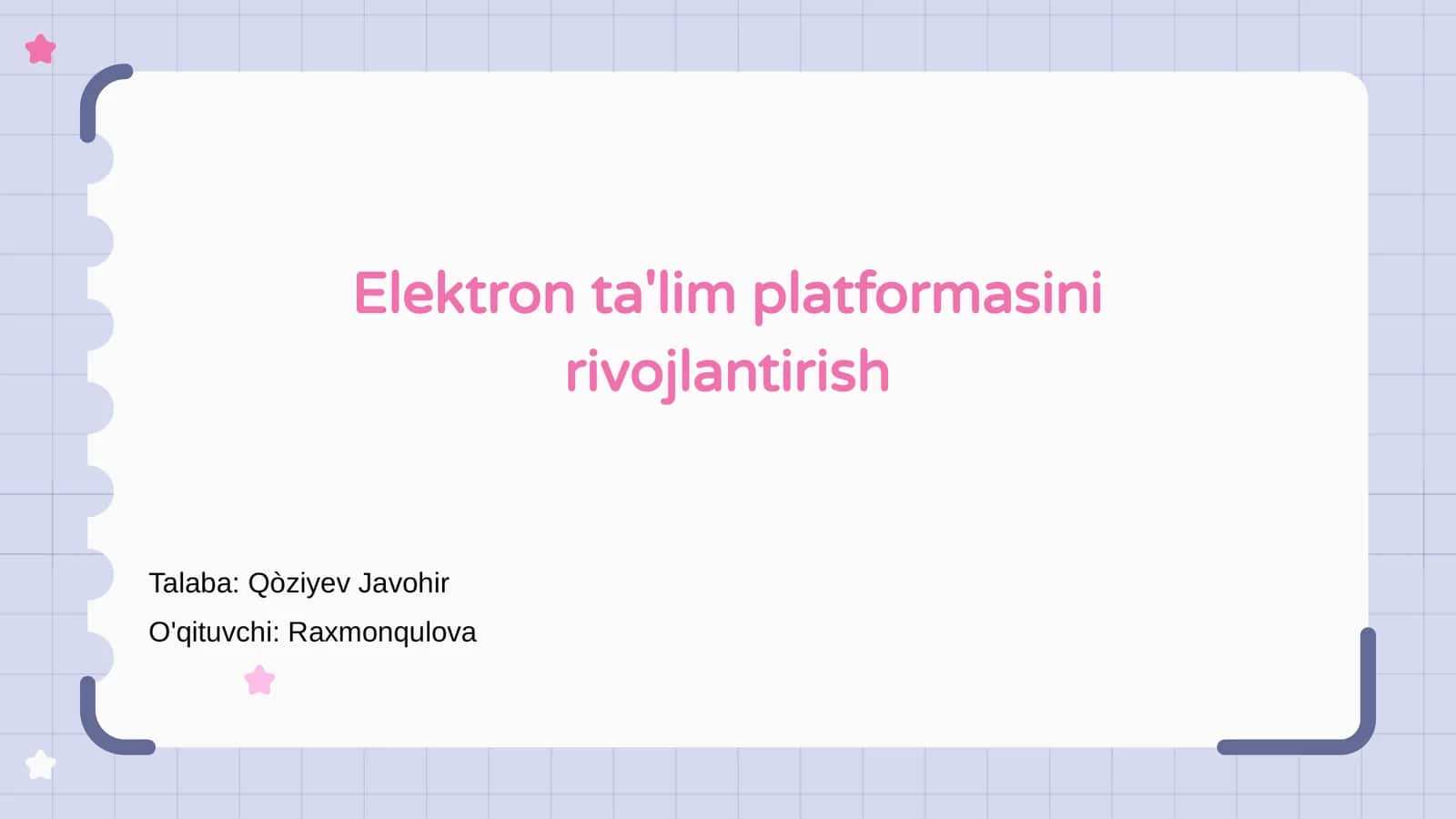 Elektron ta'lim platformasini rivojlantirish