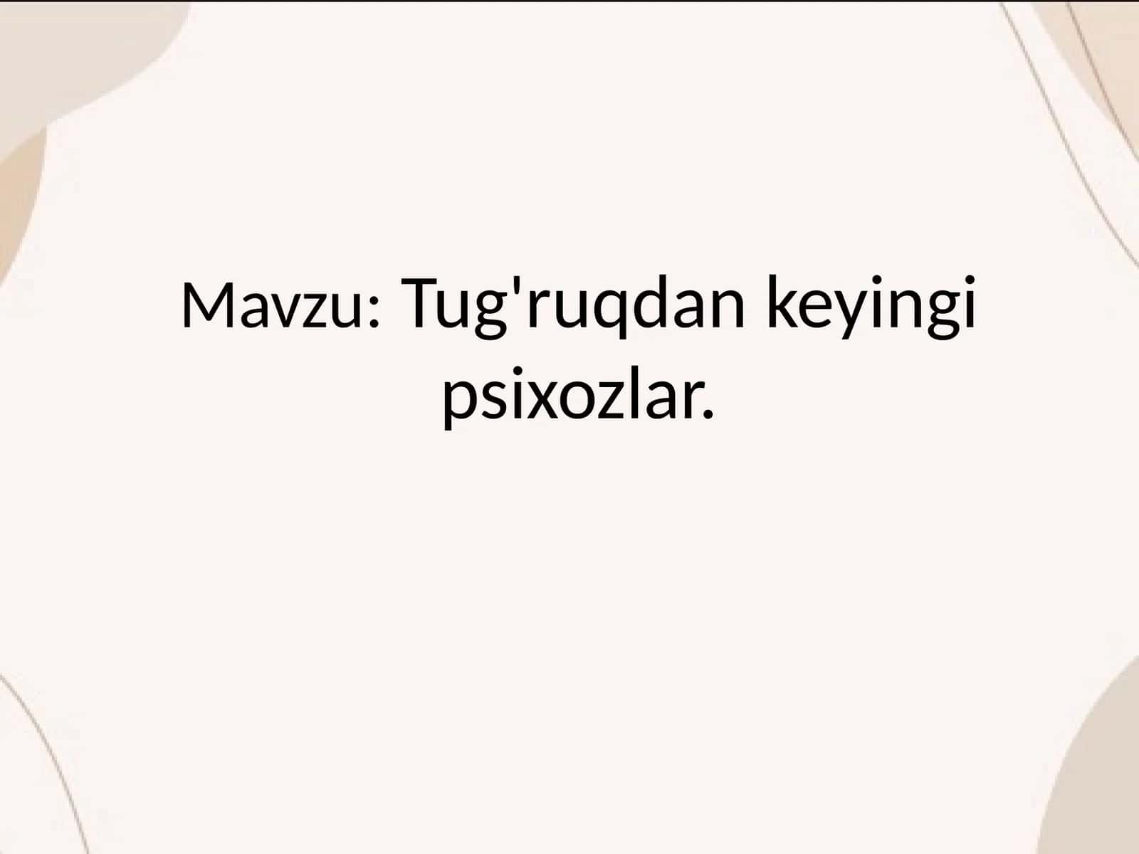 Tug'ruqdan keyingi psixozlar