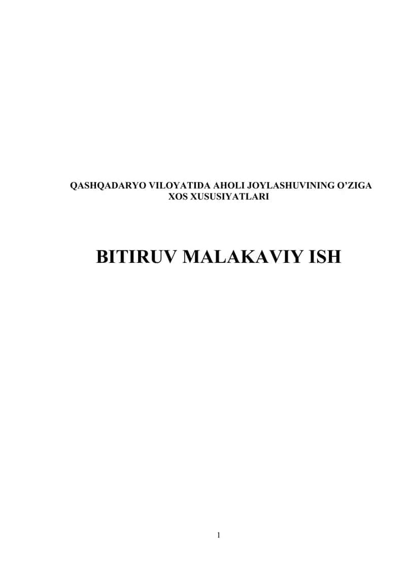 QASHQADARYO VILOYATIDA AHOLI JOYLASHUVINING O’ZIGA XOS XUSUSIYATLARI