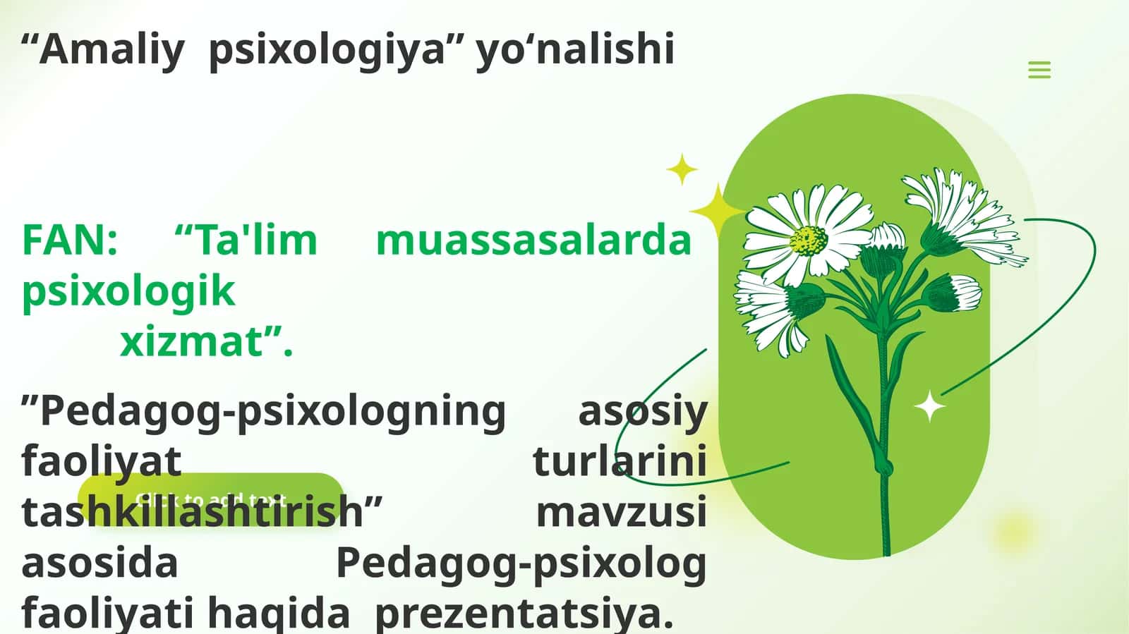 Pedagog-psixologning asosiy faoliyat turlarini tashkillashtirish