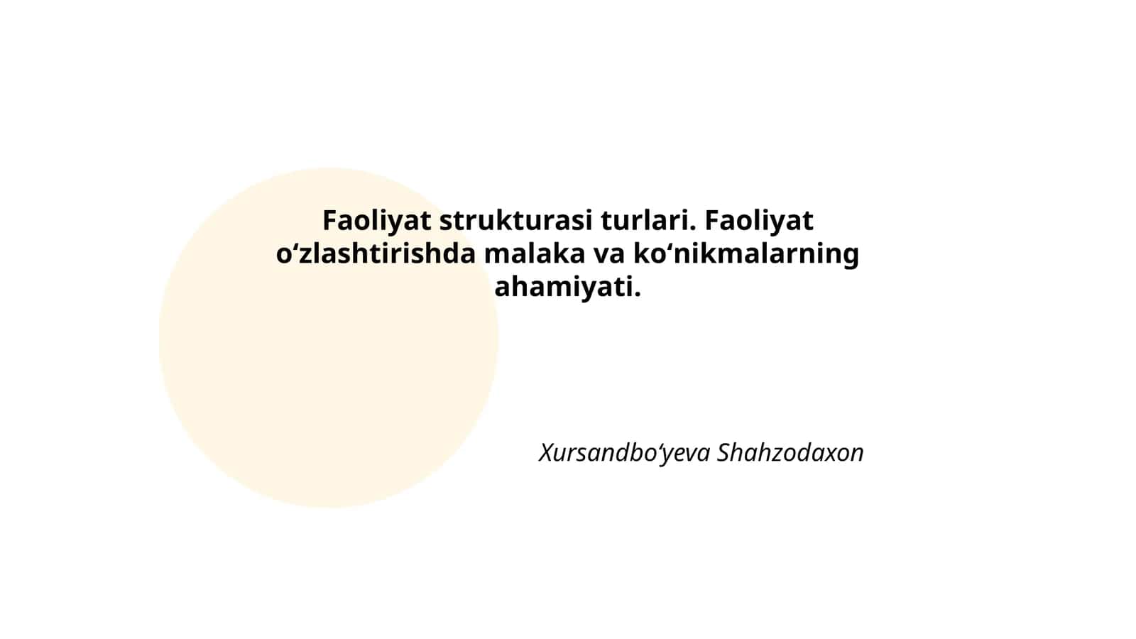 Faoliyat strukturasi turlari