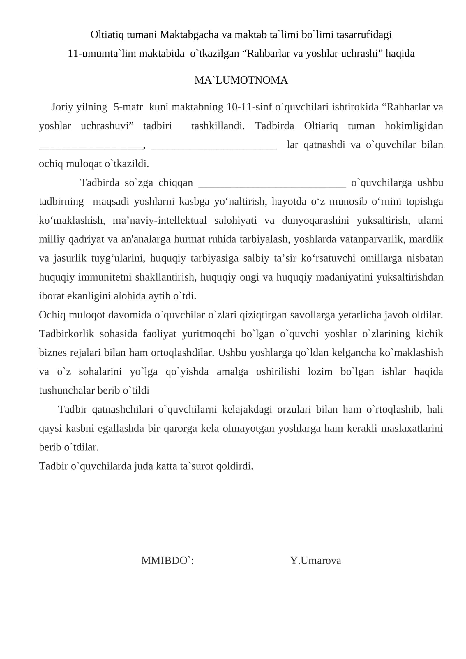 Rahbarlar va yoshlar uchrashi