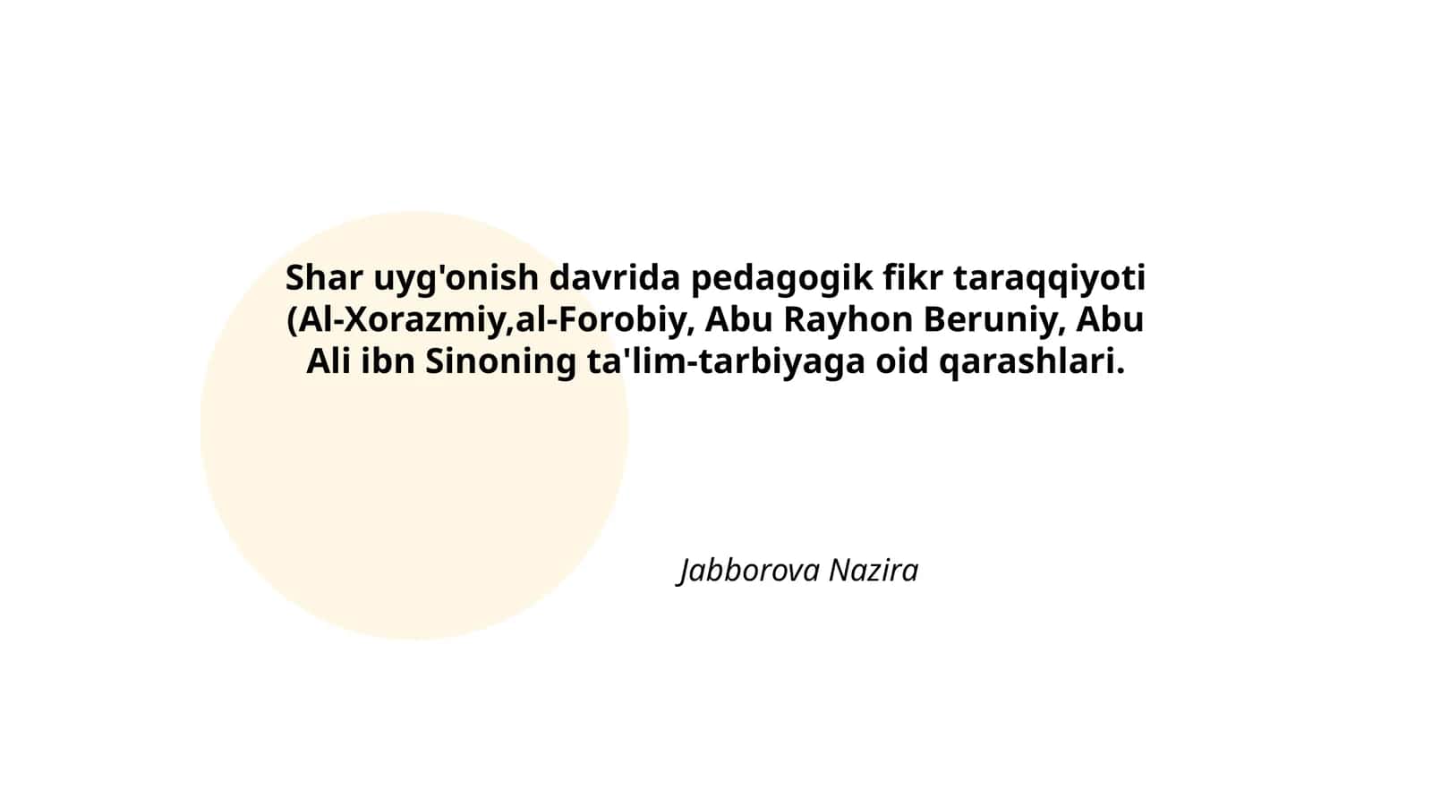Shar uyg'onish davrida pedagogik fikr taraqqiyoti