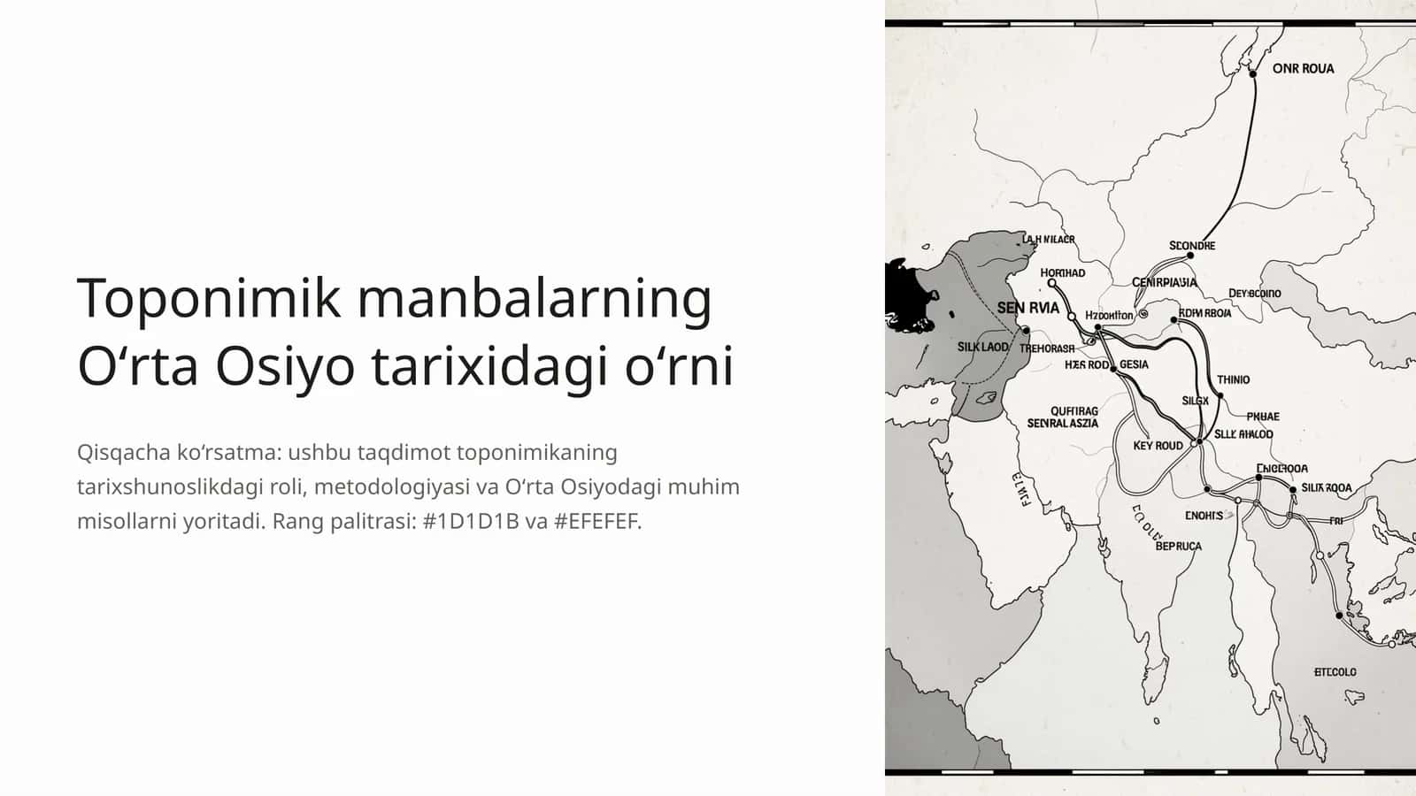 Toponimik manbalarning Oʻrta Osiyo tarixidagi oʻrni