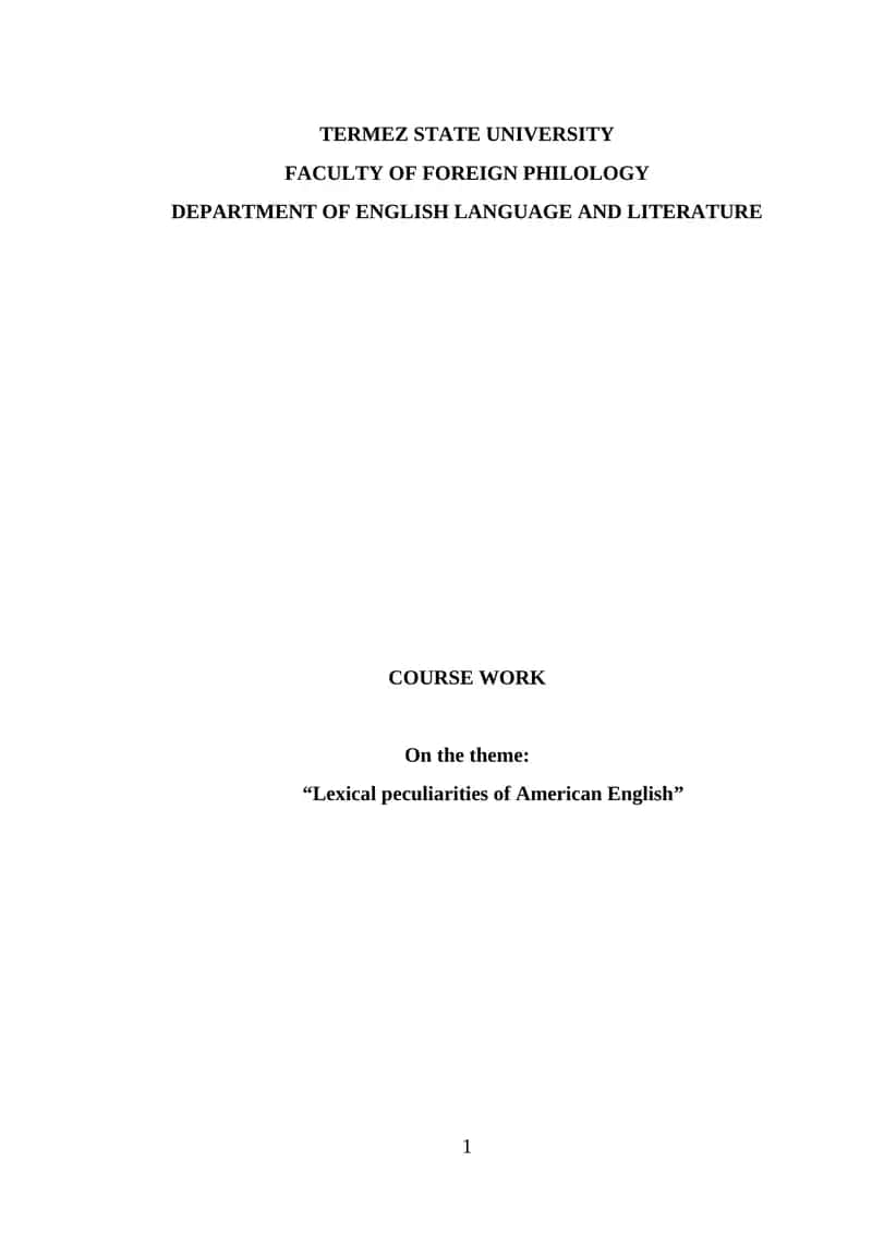 Lexical peculiarities of American English