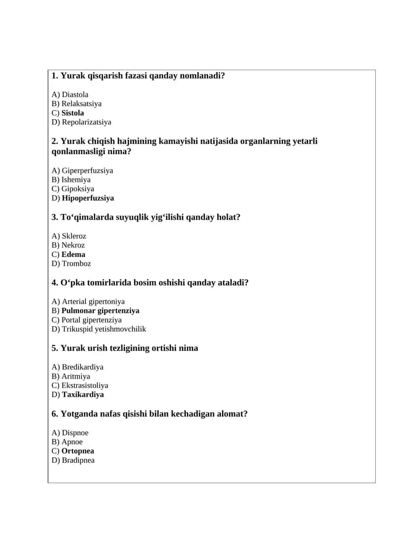 Yurak to‘qimasining asosiy tuzilishi va normal faoliyati