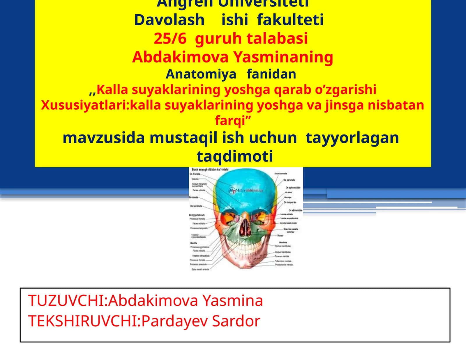 Yangitug'ilgan chaqaloq kallasuyaklarining yoshgaxos xususiyatlari
