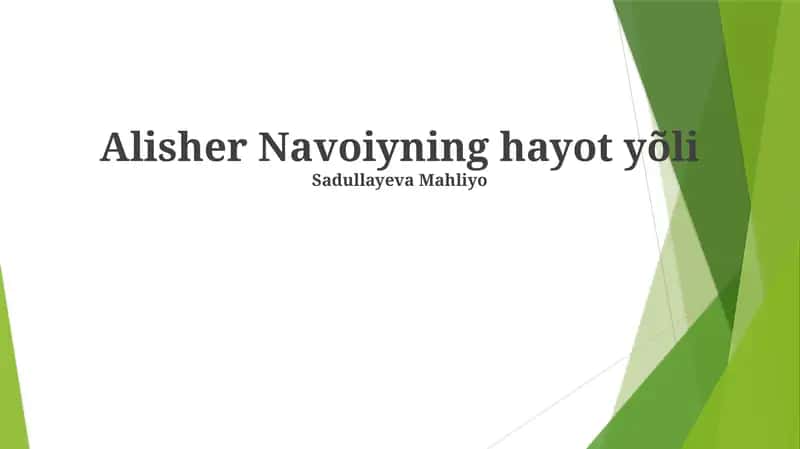 Alisher Navoiyning hayot yõli