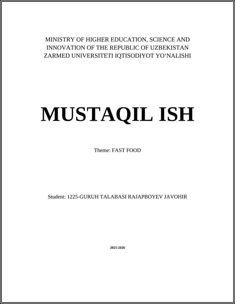 ZARMED UNIVERSITETI IQTISODIYOT YOʻNALISHI