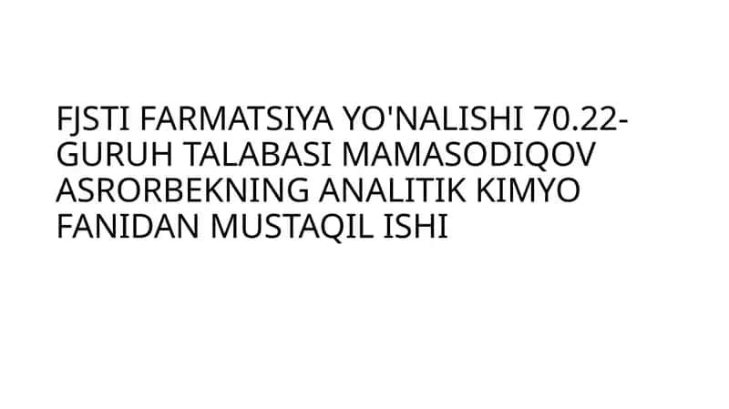 Bromometriktitrlashusulibilanfarmatsevtikpreparatlarnimiqdoriyaniqlashusuli