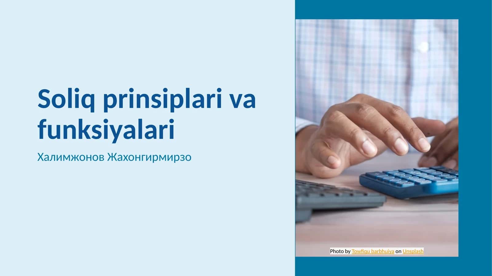 Soliq prinsiplari va funksiyalari