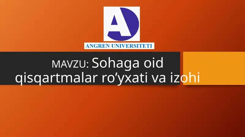 Sohaga oid qisqartmalar
