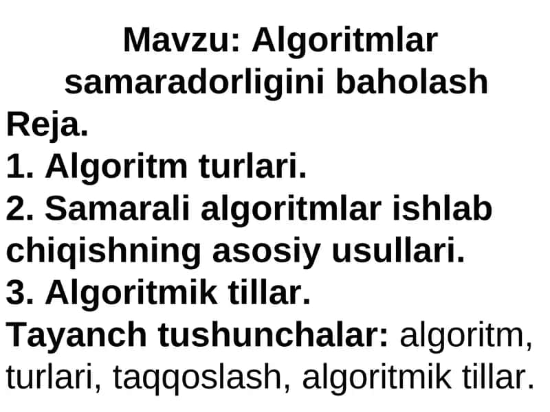 Algoritmlarsamaradorligini baholash
