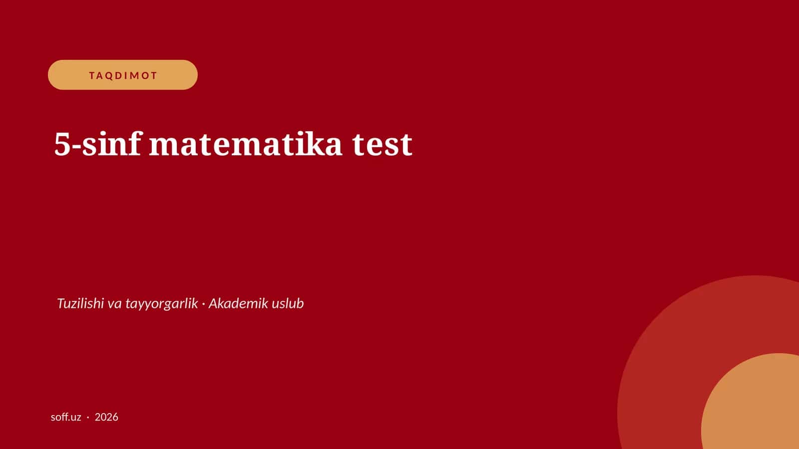 5-sinf matematika test