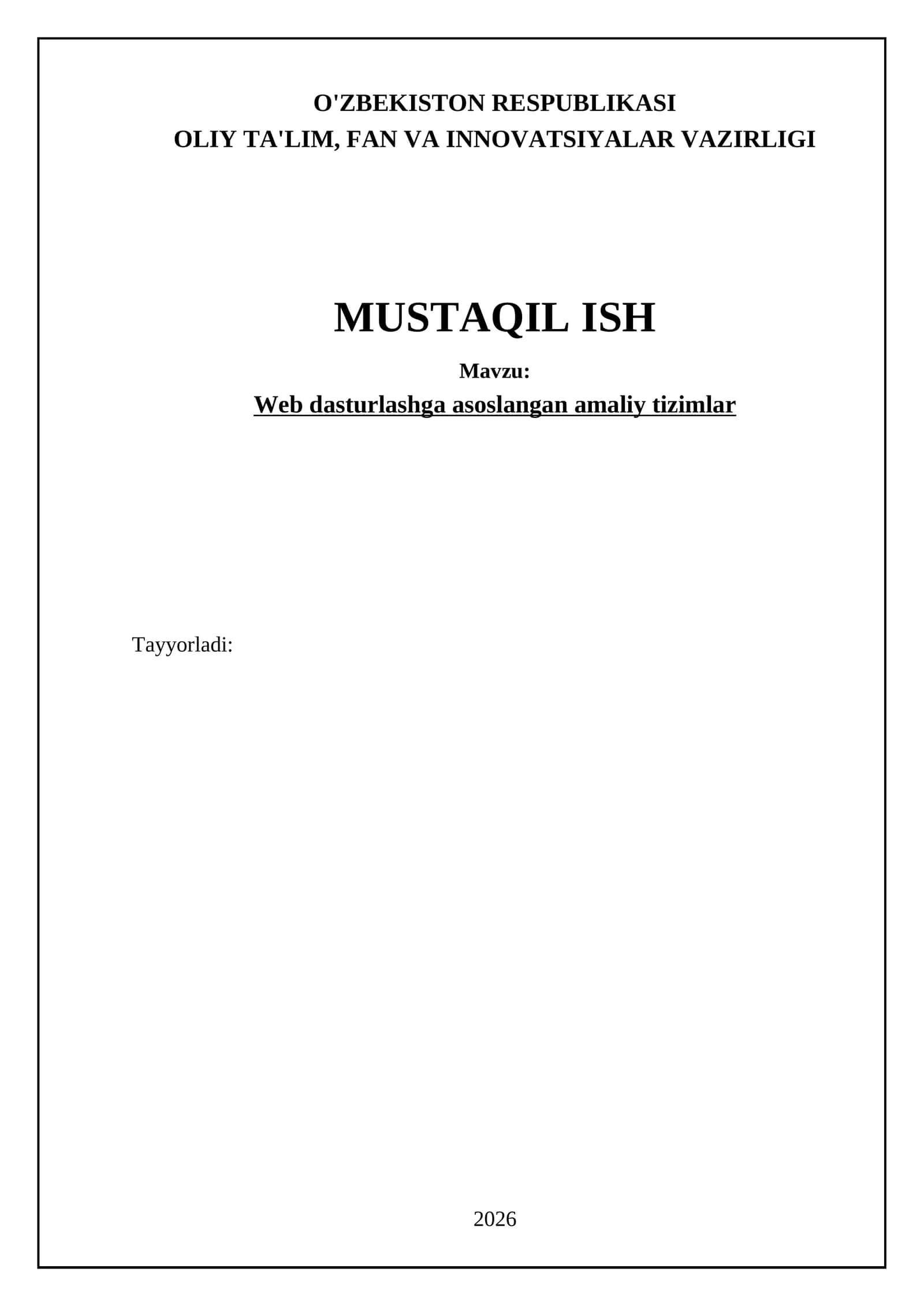 Web dasturlashga asoslangan amaliy tizimlar