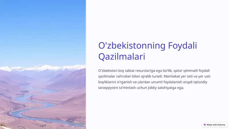 O'zbekistonning Foydali Qazilmalari