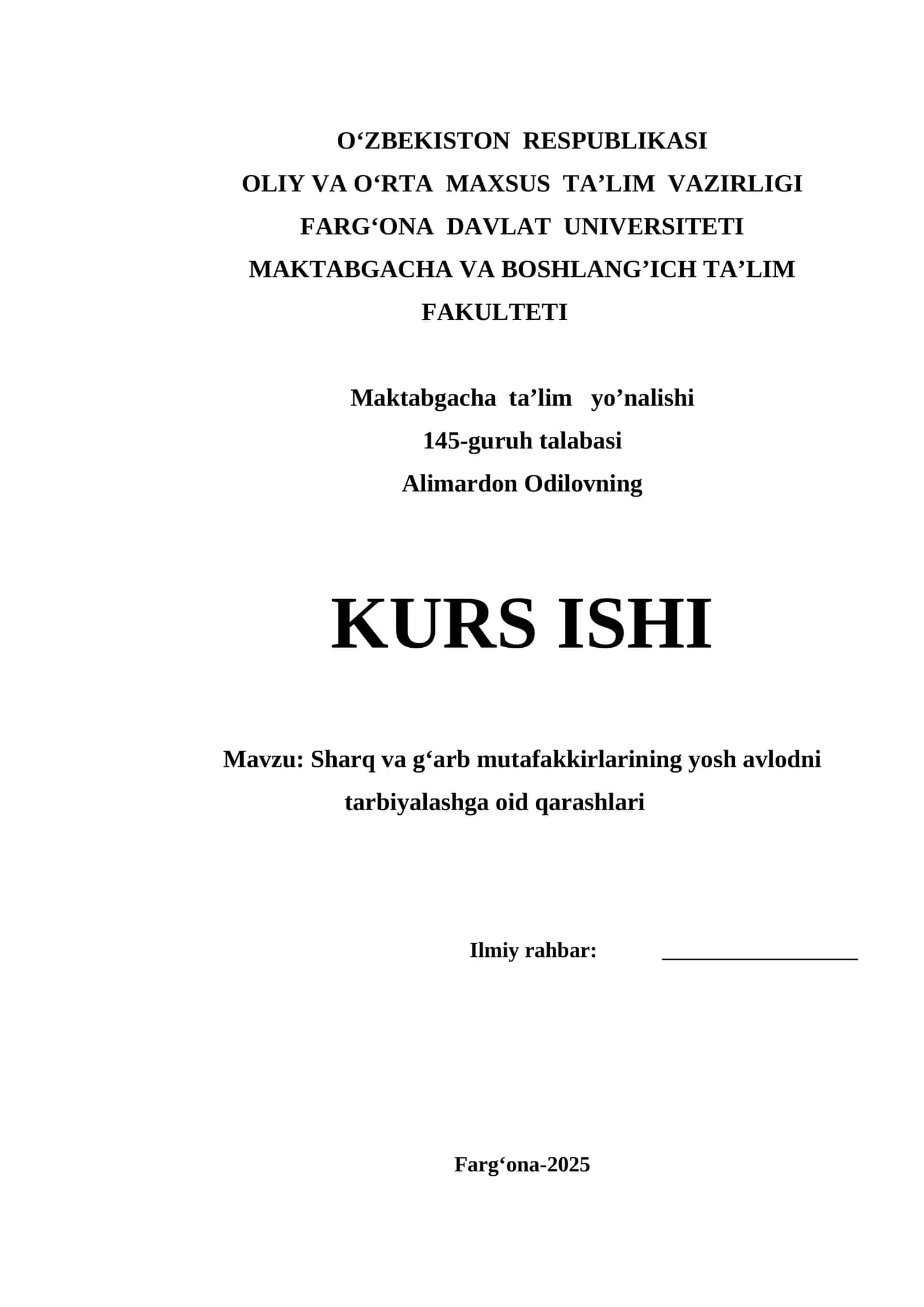 Ta’lim muassasalarida bolalarga nutq o’stirish jarayonini tashkil etish
