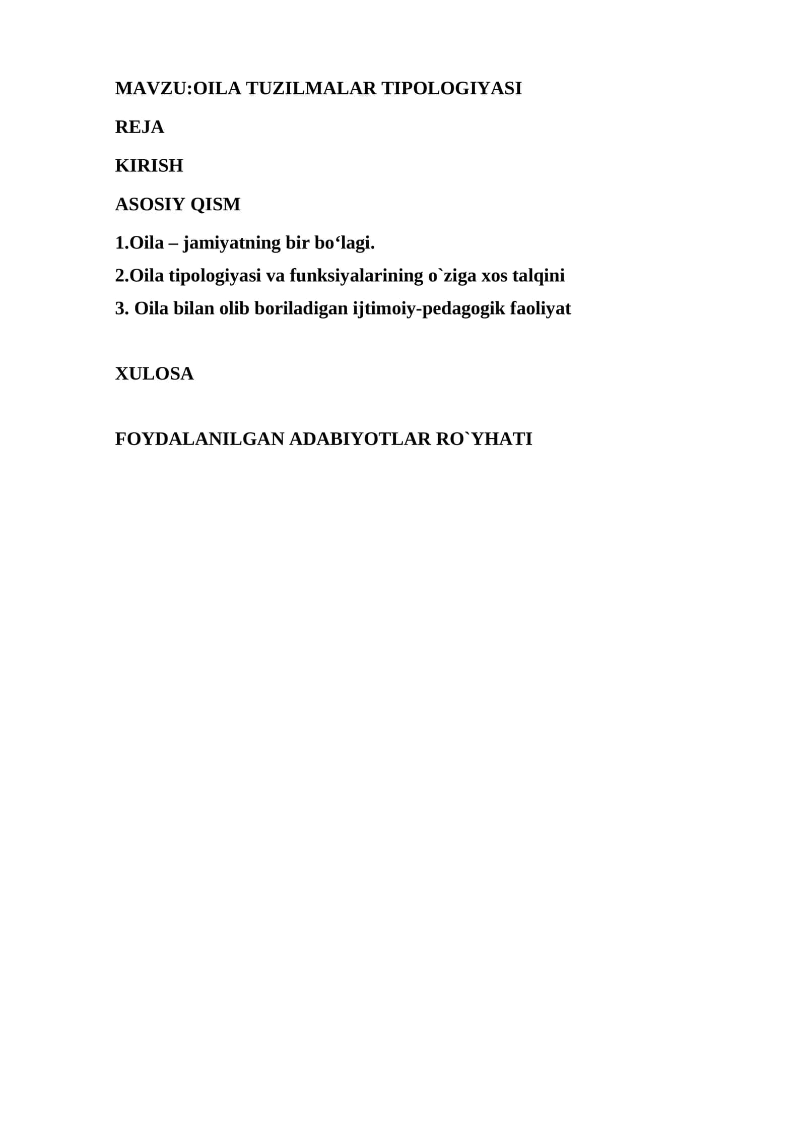 OILA TUZILMALAR TIPOLOGIYASI