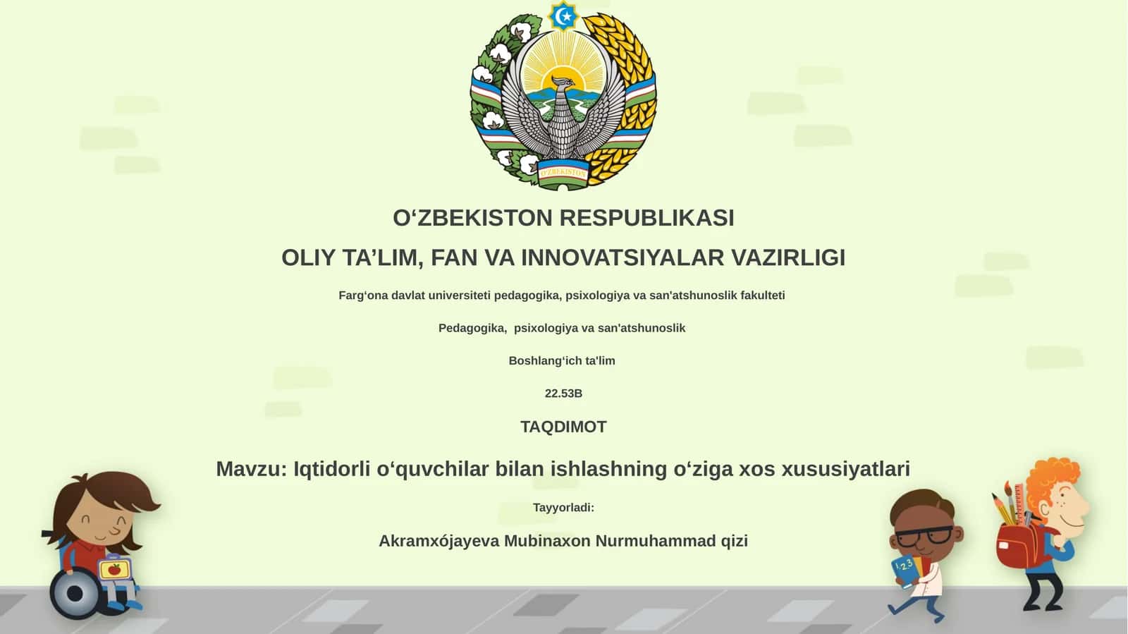 Iqtidorli oʻquvchilar bilan ishlashning oʻziga xos xususiyatlari