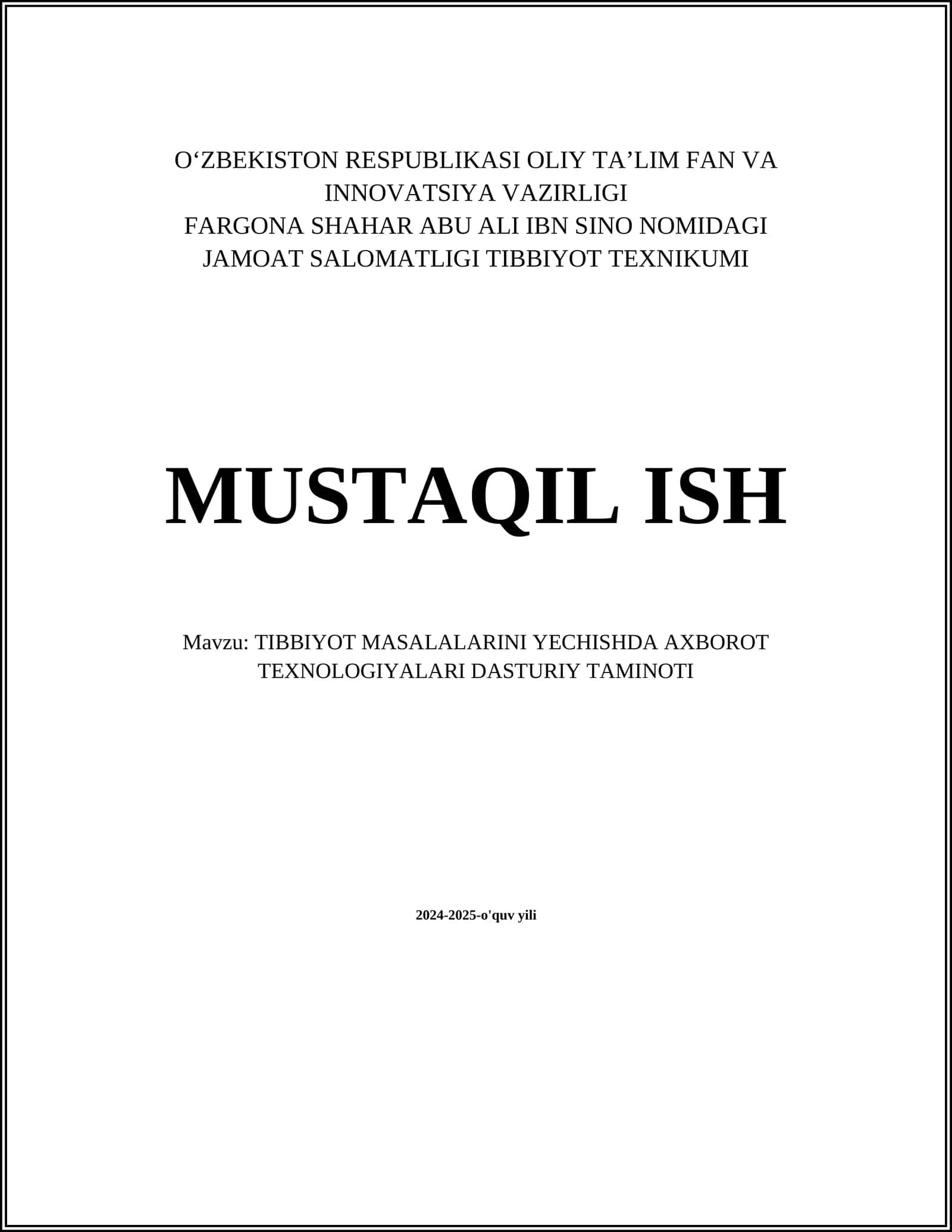 Tibbiyotda axborot texnologiyalari