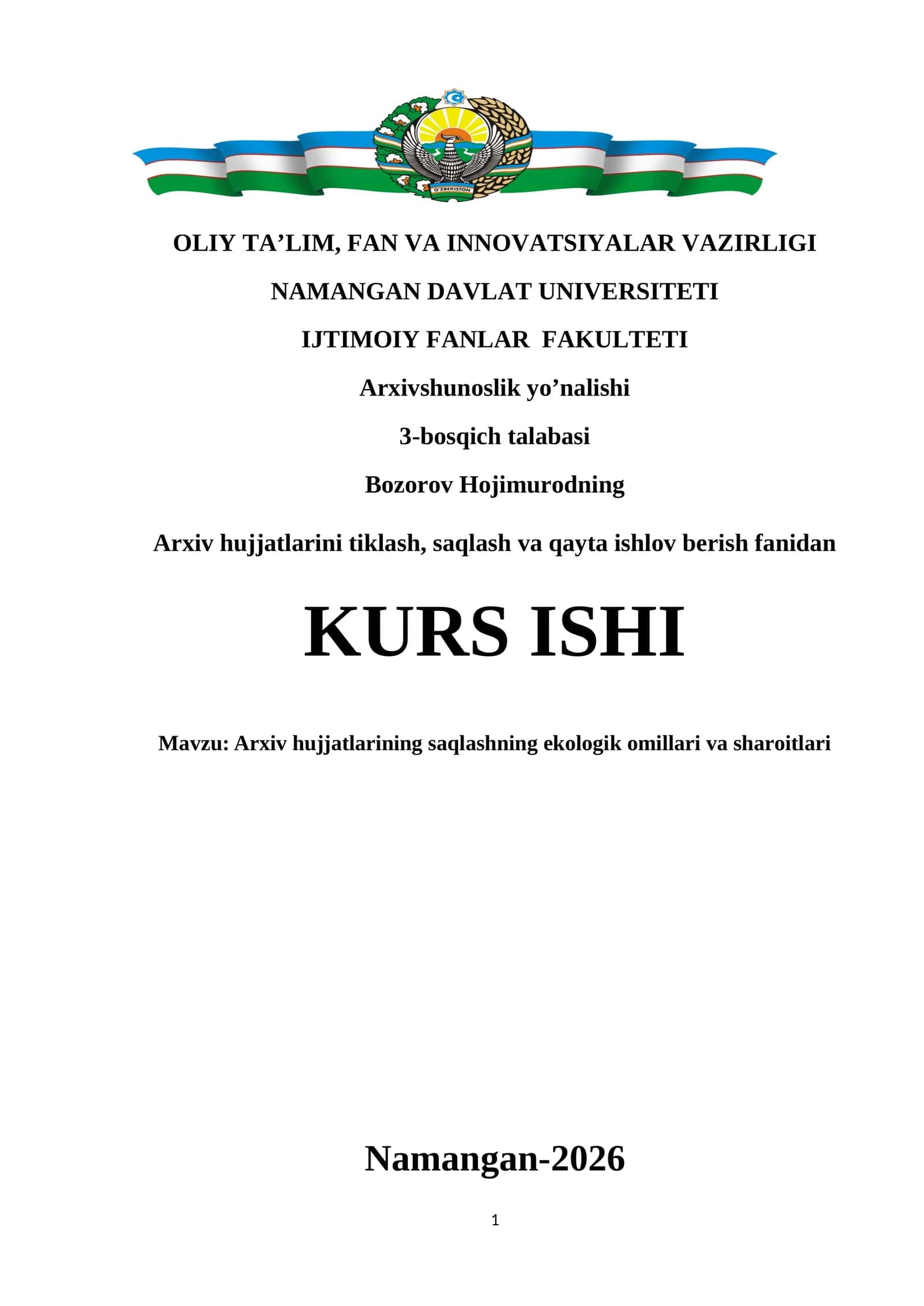 Arxiv hujjatlarining saqlashning ekologik omillari va sharoitlari