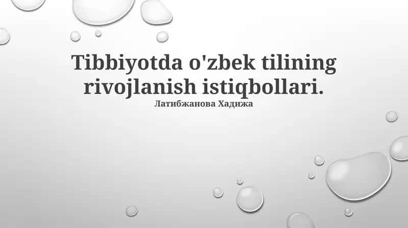 O'zbek Tilida Tibbiyot
