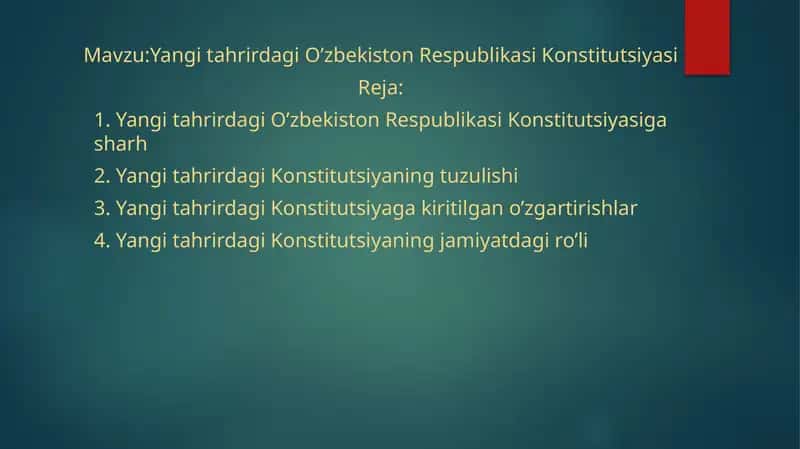 Yangi tahrirdagi Konstitutsiya bo'yicha taqdimot