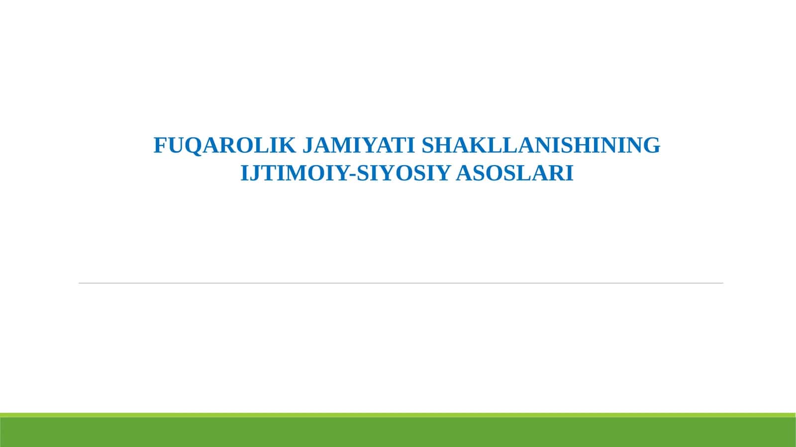 FUQAROLIK JAMIYATI SHAKLLANISHINING IJTIMOIY-SIYOSIY ASOSLARI