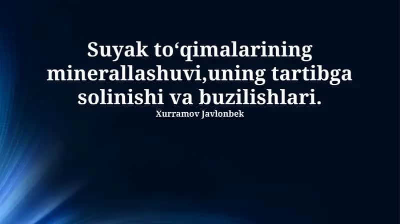 Suyak to‘qimalarining minerallashuvi