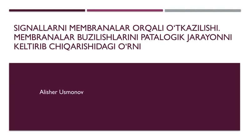 Signallarni membranalar orqali o‘tkazilishi