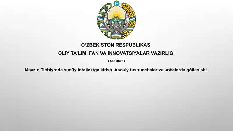 Tibbiyotda Sun'iy Intellektga Kirish