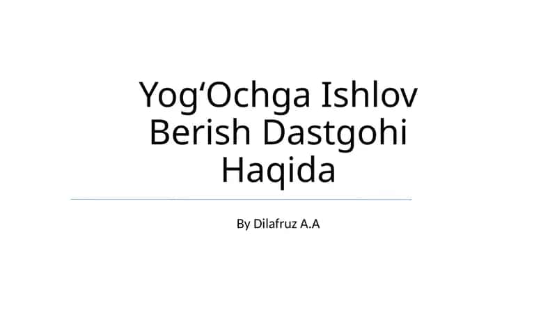 Yog‘Ochga Ishlov Berish Dastgohi Haqida