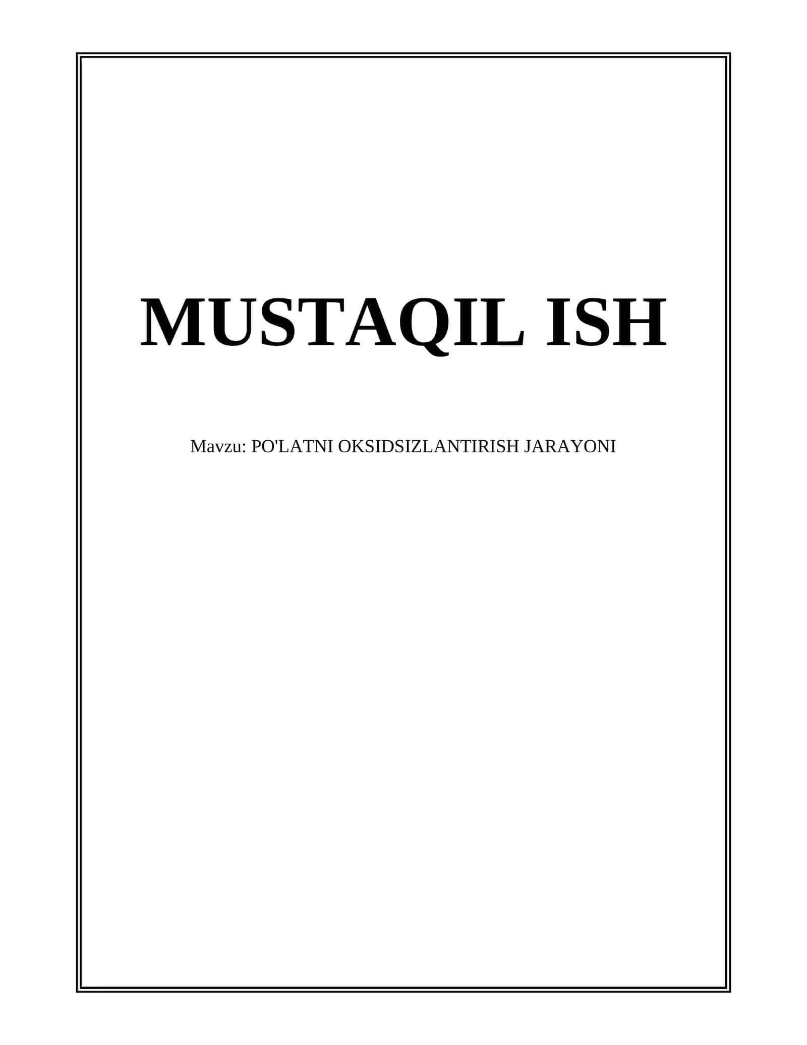 Po'latni oksidsizlantirish jarayoni