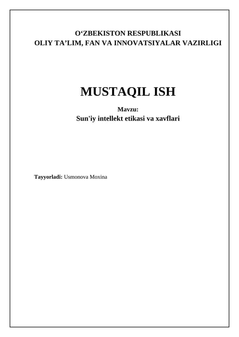 Sun'iy intellekt etikasi: Asosiy tushunchalar va tamoyillar