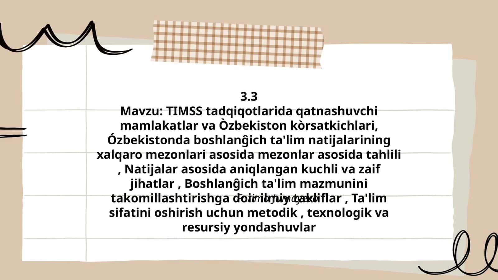 TIMSS tadqiqotlarida qatnashuvchi mamlakatlar va Òzbekiston kòrsatkichlari