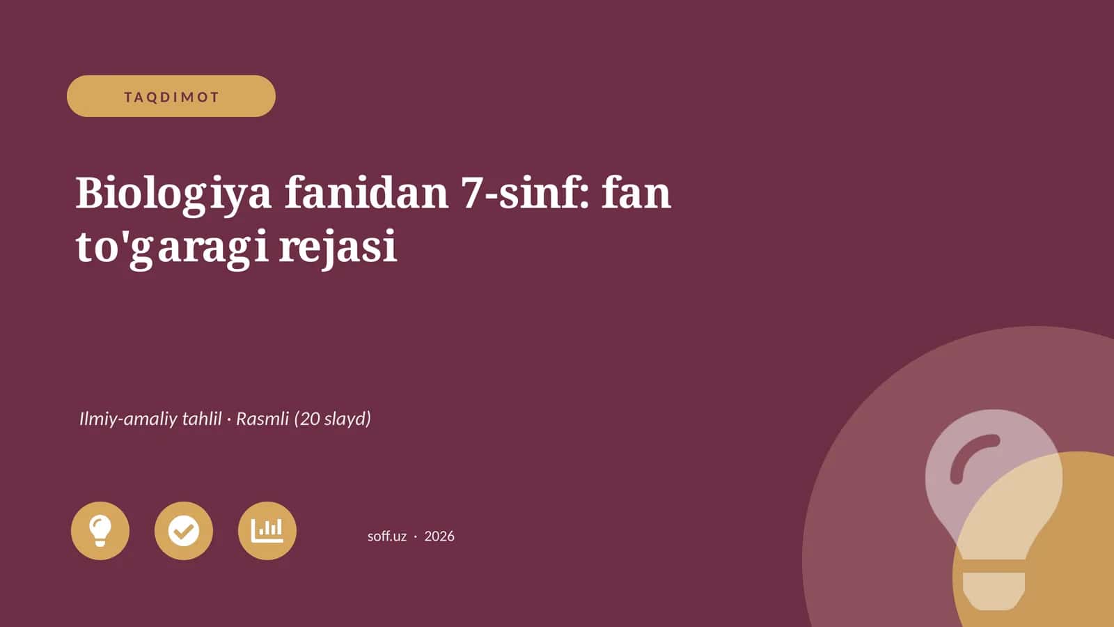 Biologiya fanidan 7-sinf: fan to'garagi rejasi
