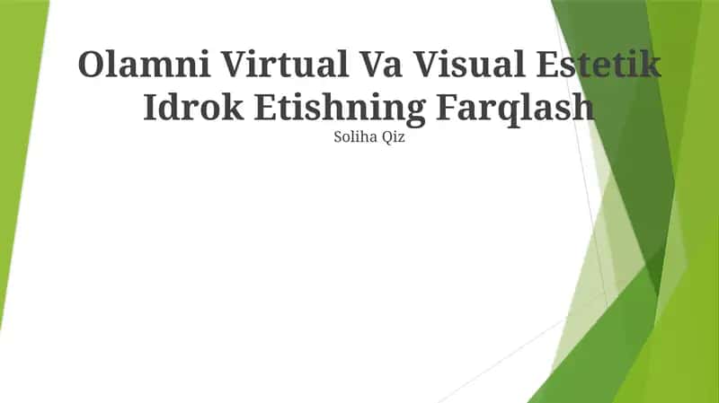 Olamni Virtual Va Visual Estetik Idrok Etishning Farqlash