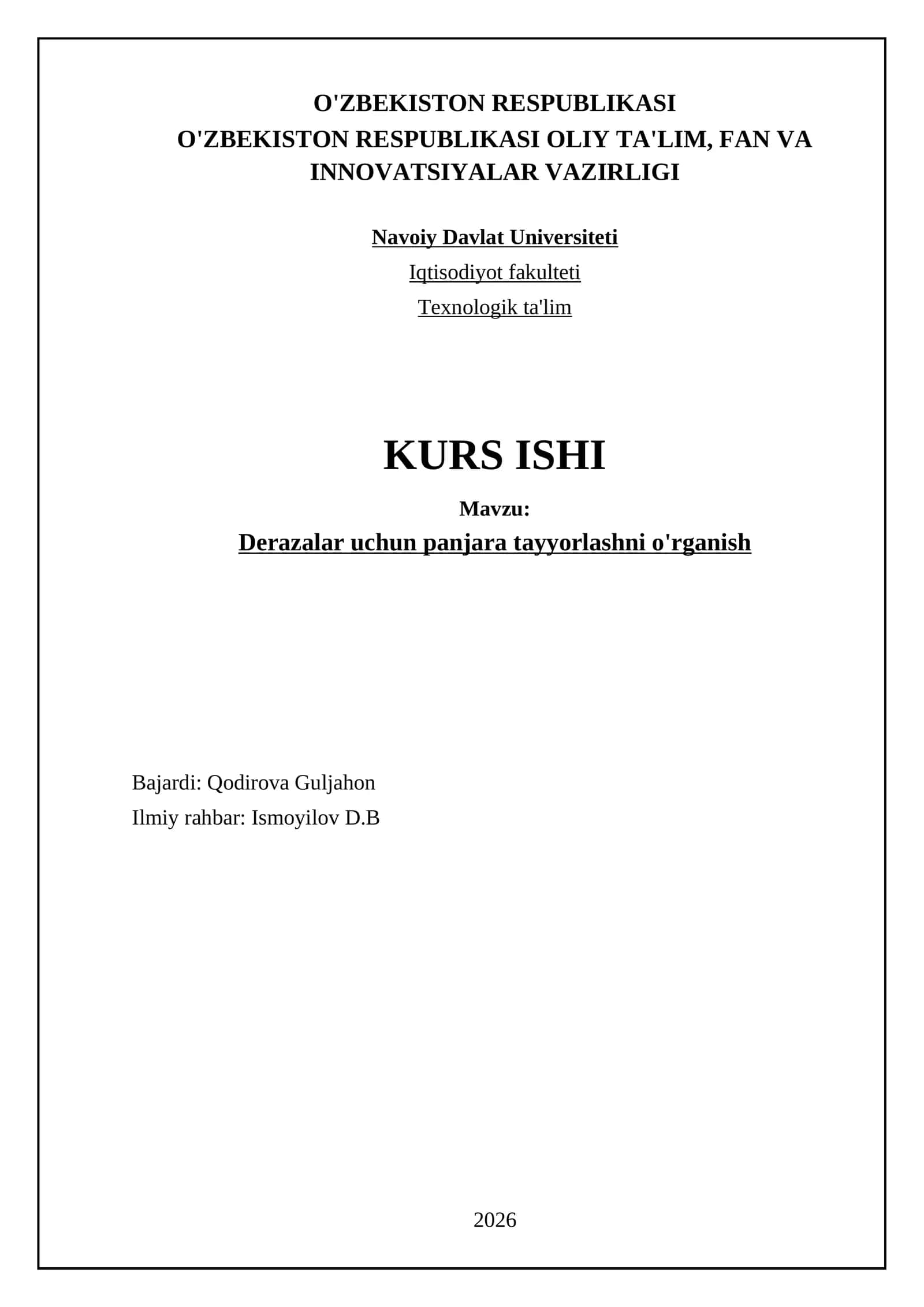 Derazalar uchun panjara tayyorlashni o'rganish
