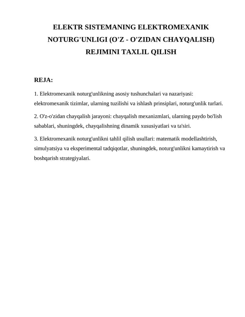 Elektromexanik noturg'unlik