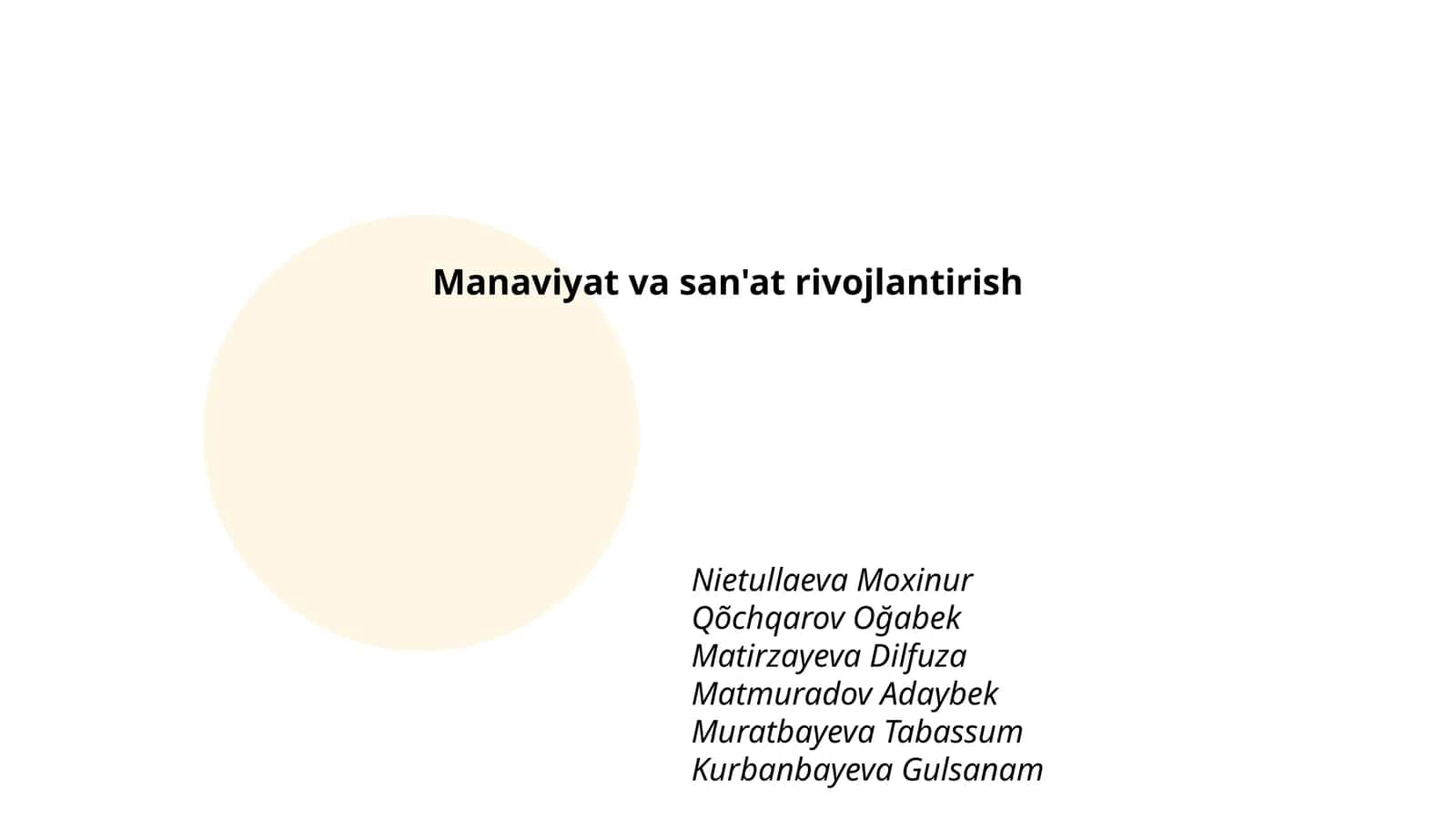 Manaviyat va san'at rivojlantirish